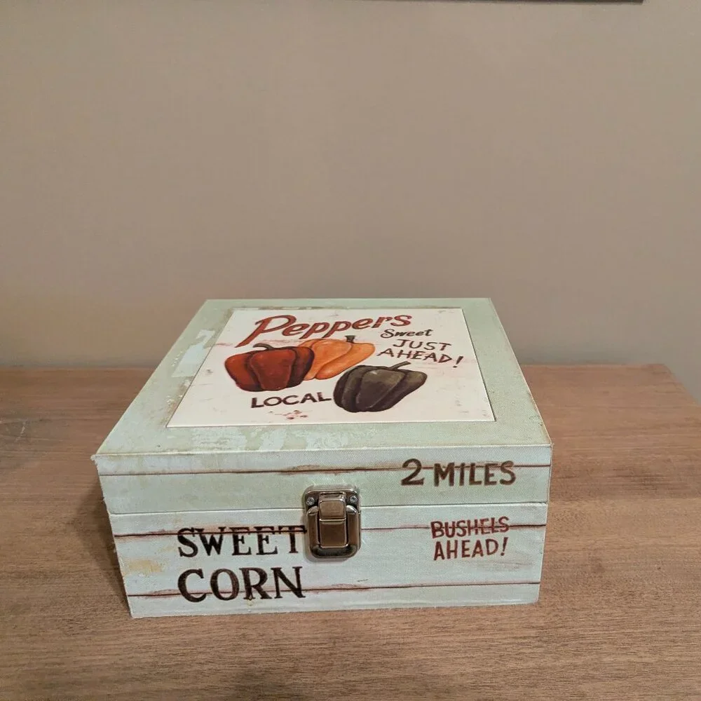 Vintage Decorative Farmhouse Wooden Box With Buckle Closure